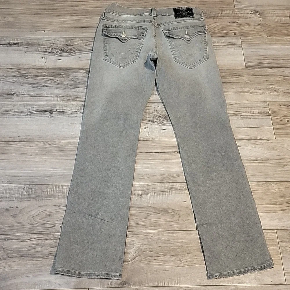 True Religion‎ Ricky Jeans Mens 32x33 Gray Relaxed Straight Denim Flap Pockets